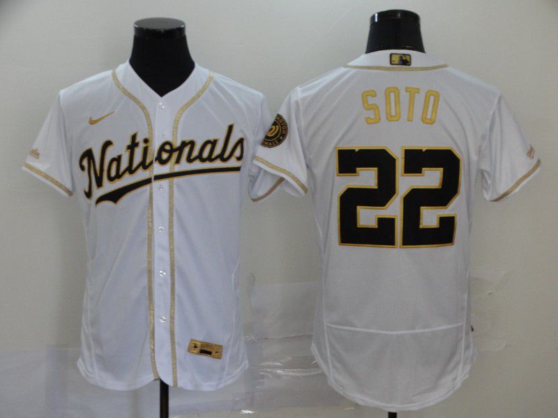 Men Washington Nationals #22 Soto White Retro gold character Nike Elite MLB Jerseys->washington nationals->MLB Jersey
